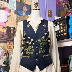 Vintage Embellished Floral Waistcoat Vest